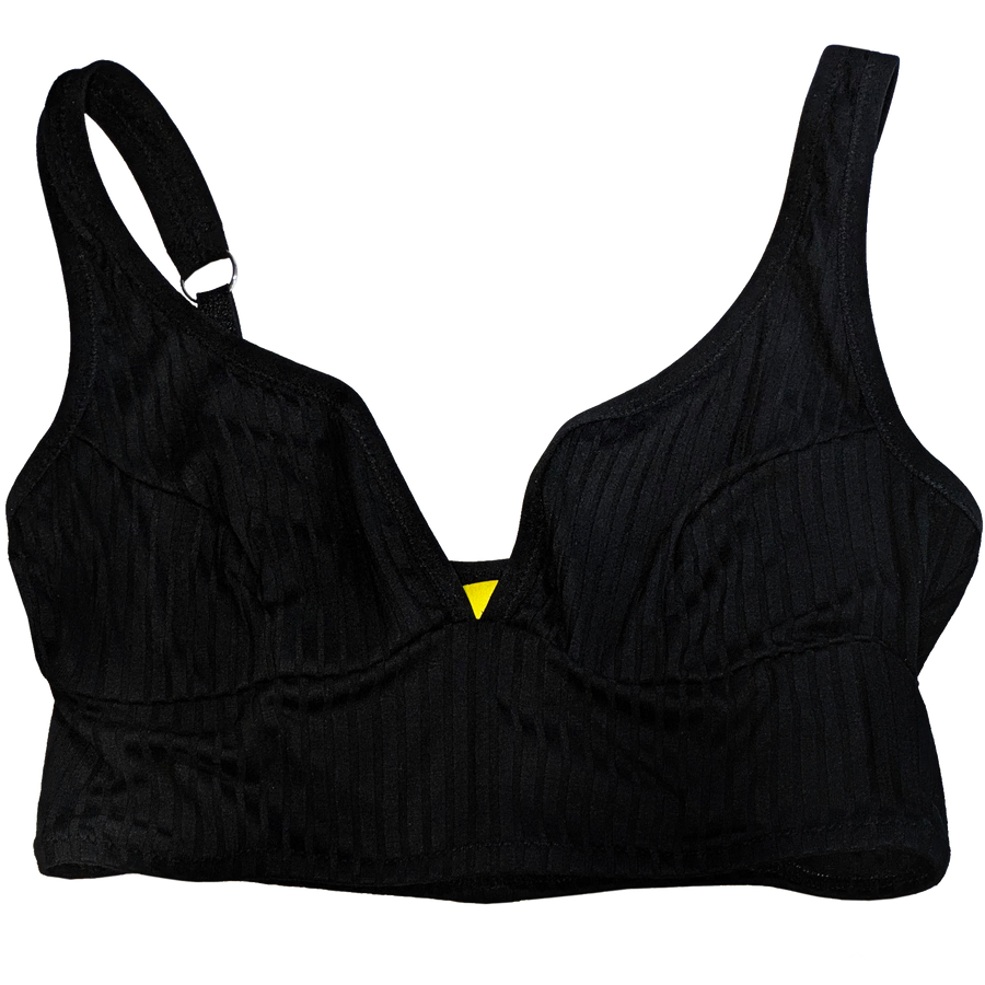 PLUNGE BRA - BLACK RIB