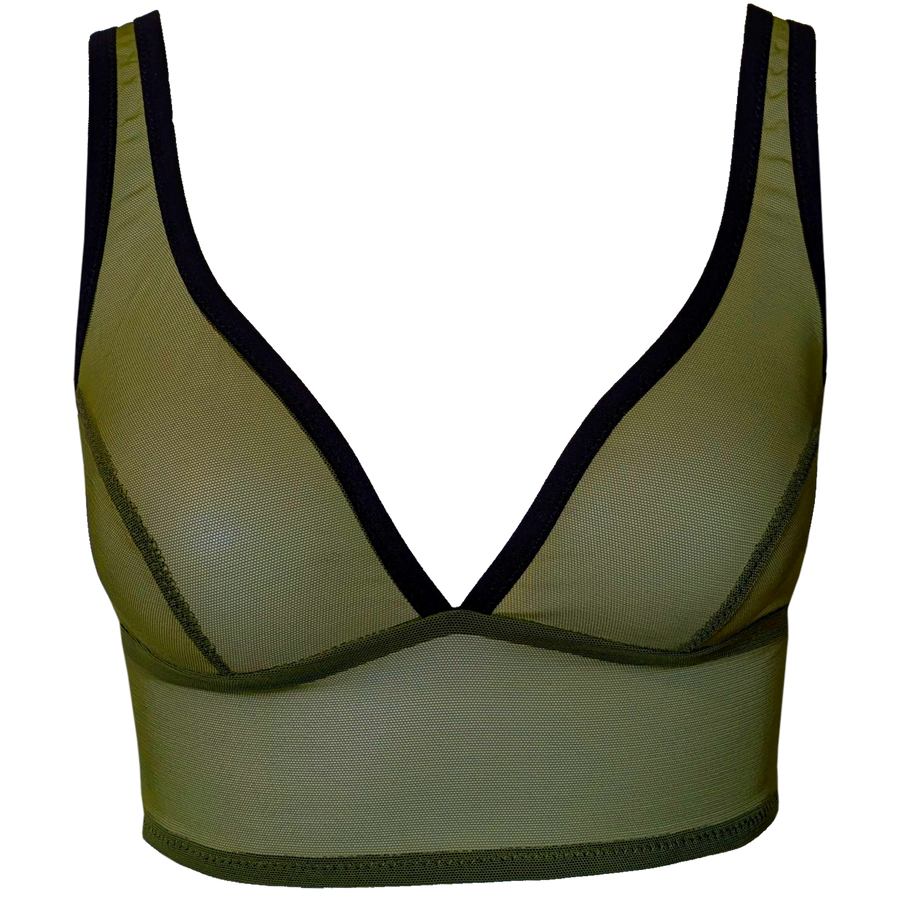 PLUNGE BRA - OLIVE GREEN