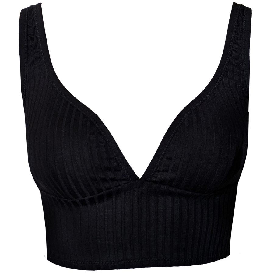PLUNGE BRA - BLACK RIB